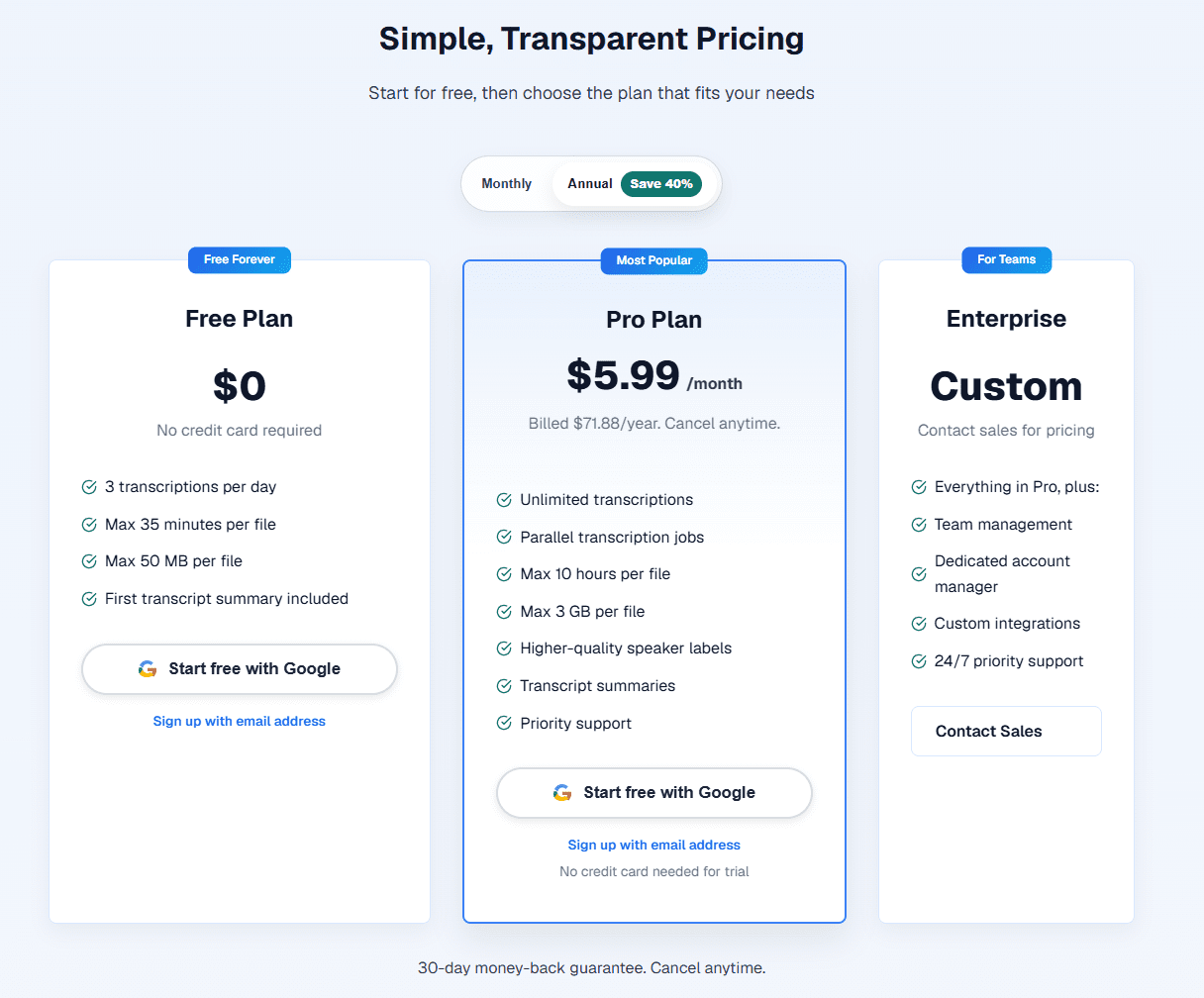 InstantTranscriber transcription tool interface
