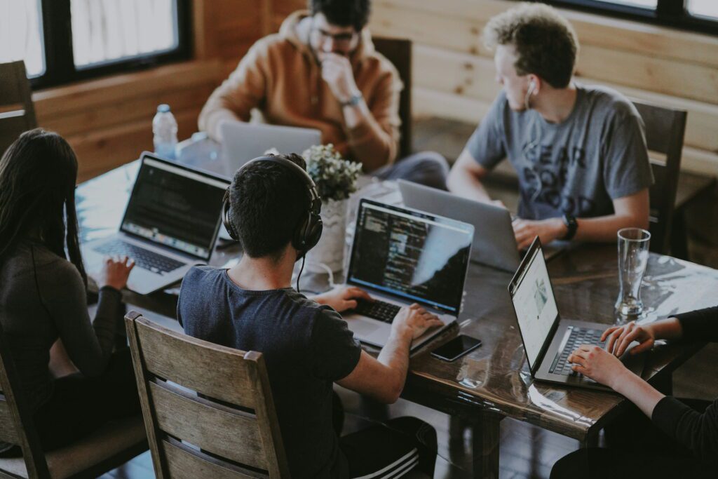 team working together at office